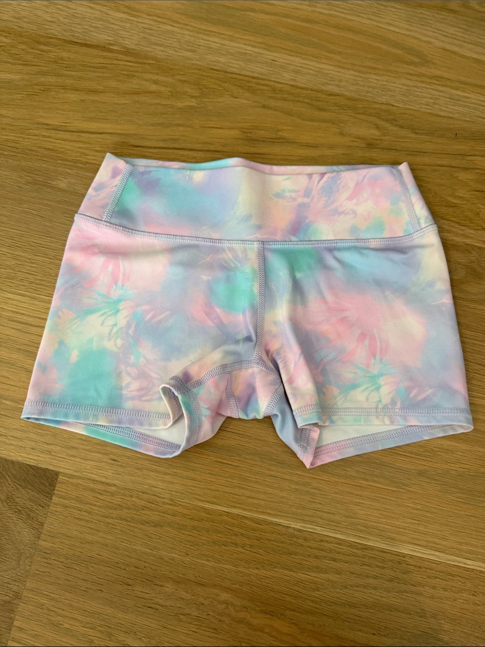 all in motion pastel tie-dye shorts in pink, blue, mint